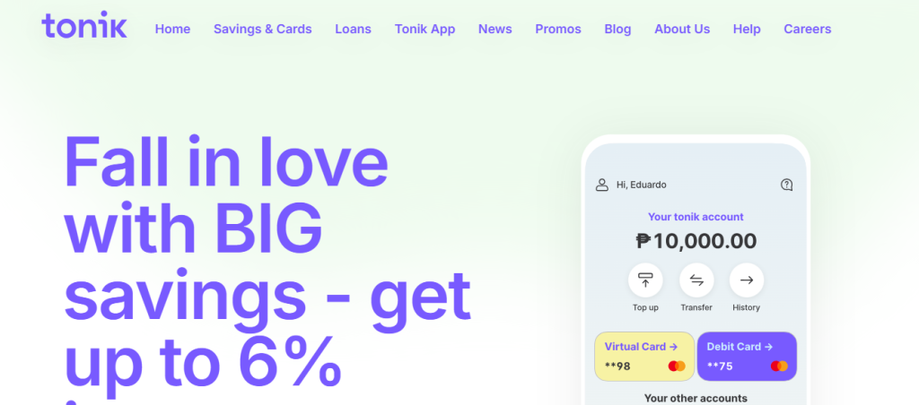 Tonik digital bank in the philippines with high interest 2025