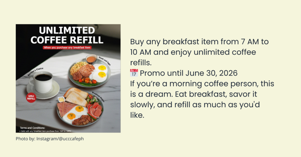 UCC unlimited coffee refill promo