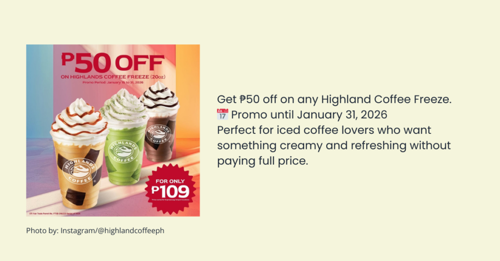 Highland Coffee P50 OFF promo